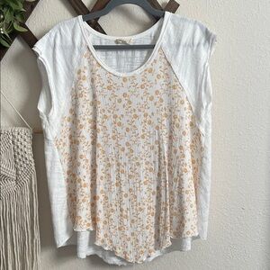 Altar'd State White and Yellow Floral Tank Top
